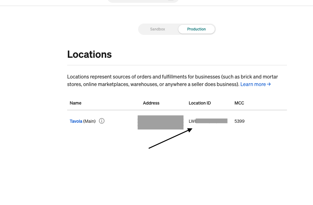 Encontrar seu Location ID na Square